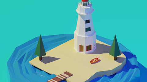 Isometric Low Poly Lighthouse by Zoe Tamago