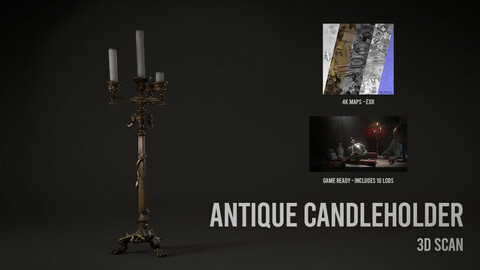 Antique Candleholder - 3D Scan with Textures & LODS