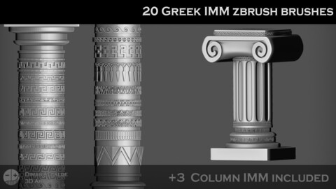 🏺 🇬🇷 20 GREEK IMM ZBRUSH Brushes { + 3 Columns IMMs} 🏺