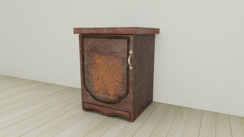 Lacquered wood rigged furniture nightstand with pattern Pbr
