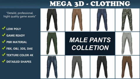 Male pants collection 201209 Low-poly 3D model