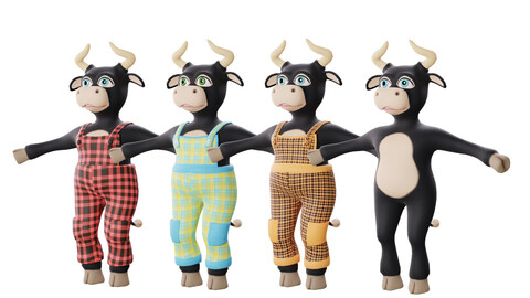 Cartoon black bull 3d model