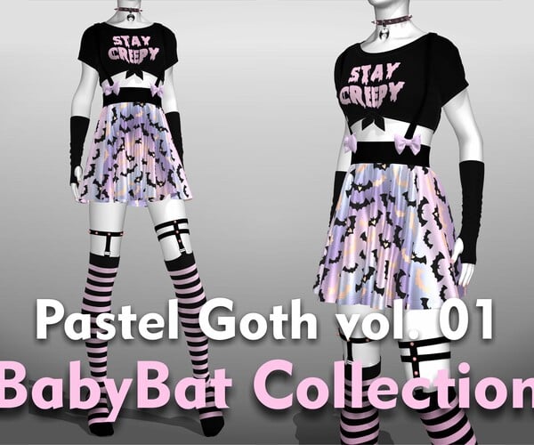 ArtStation - Pastel Goth Outfit  - BabyBat Collection | Resources