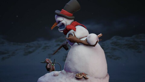 Evil Snowman Table Top Christmas Ornament