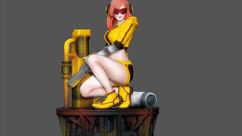 CYBERPUNK GUNNER GIRL  game character 3D print model
