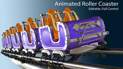 3d Animated Roller Coaster Train 3D model