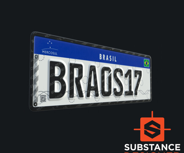 ArtStation World License Plates Mercosul 100 Editable Resources
