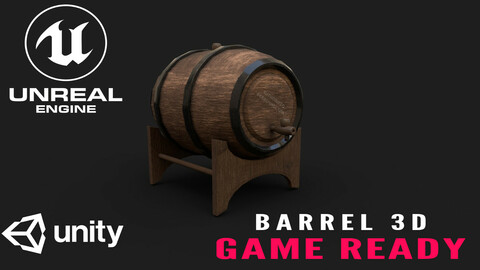 3D Barrel PBR - Game Model