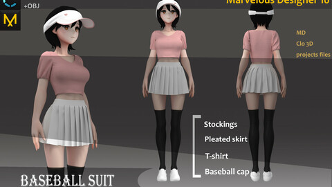 Tennis Ball Suit_Sportswear Outfit_T-shirt_Dress_Marvelous Designer, CLO3D