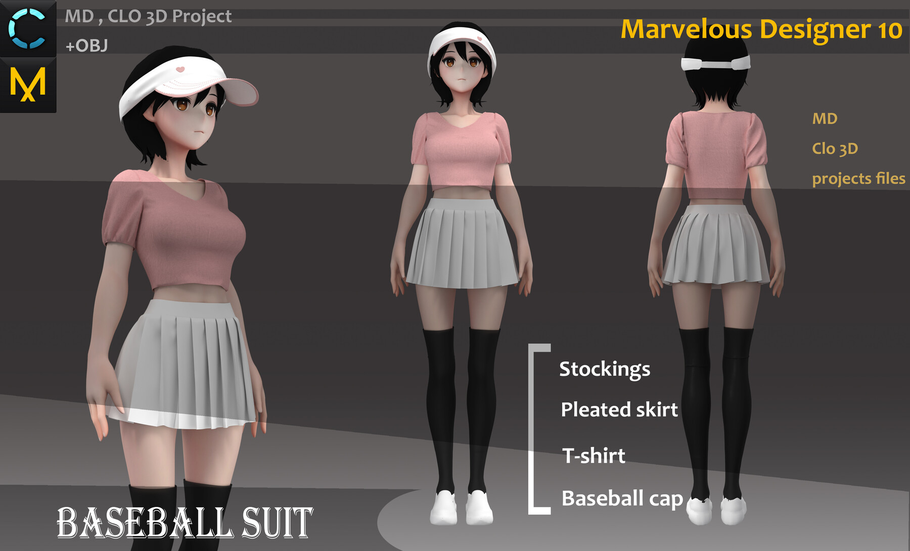 ArtStation - Baseball uniform / Marvelous Designer / Clo 3D project + obj