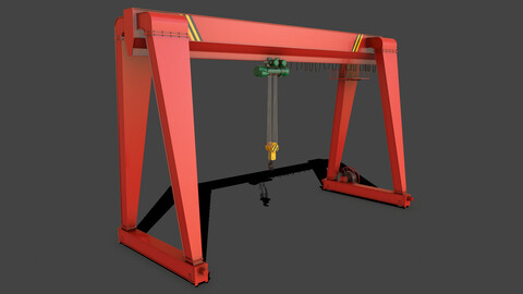 PBR Single Girder Gantry Crane V2 - Red