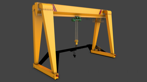 PBR Single Girder Gantry Crane V2 - Yellow