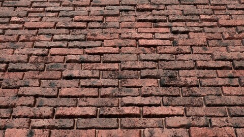 Red Grunge Brick Wall-PBR-01