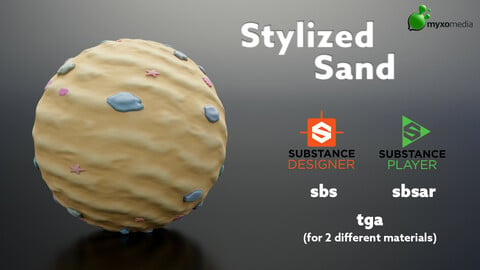 Stylized Sand with Stone, Shells and Starfish - Procedural Material Substance Designer