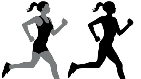 Vector female jogger in profile