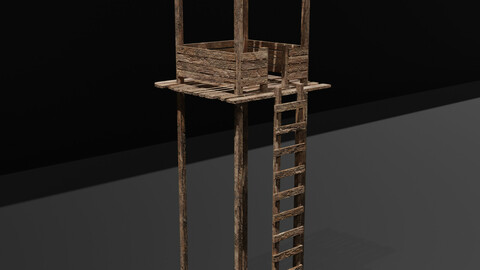Wooden Archer Tower Watchtower Low Poly Medieval 3D Model
