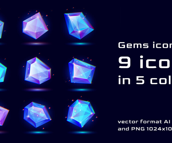 ArtStation Gems icon Vector Set Game Assets