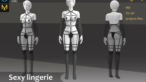 Woman's Sexy Outfit_Underwear_Clo3d, Marvelous designer_Practice for Zbrush.