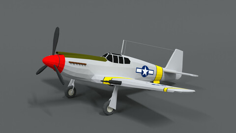 Low Poly Cartoon North American P-51 Mustang