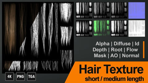 Hair Textures for Short/Medium Hairstyles 4K