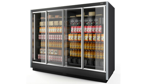 Vertical Glass Door Fridge Black