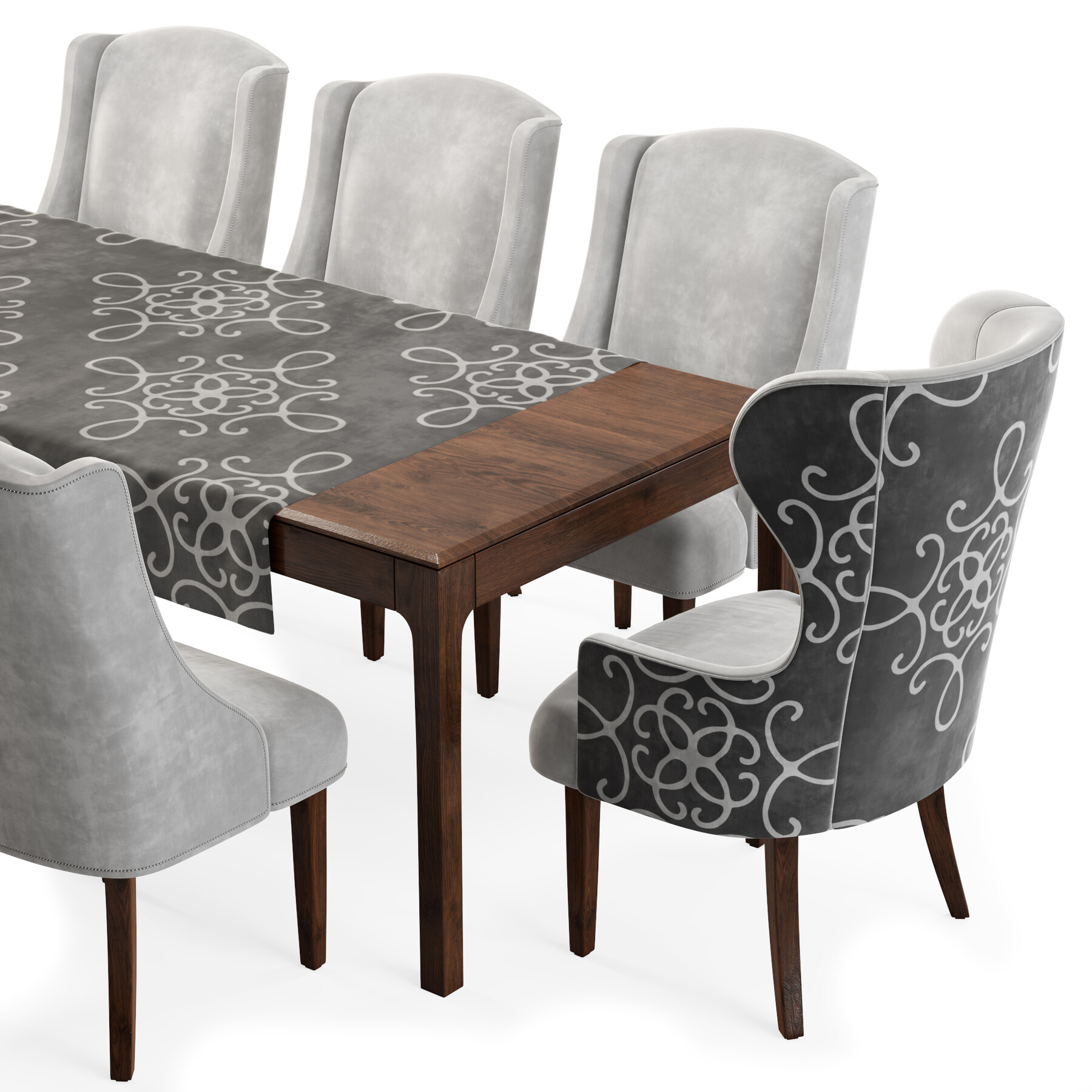 Dove grey cheap velvet dining chairs