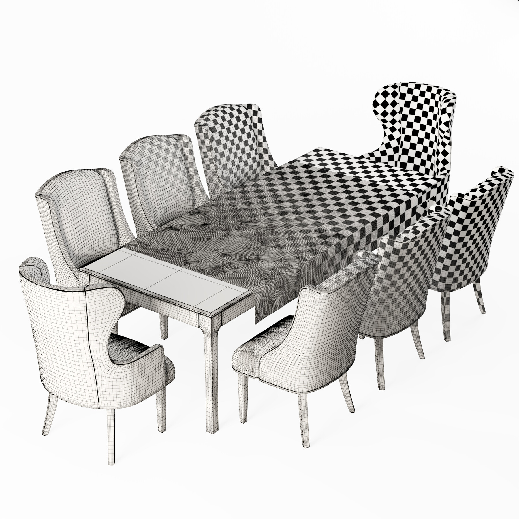ArtStation Dove Gray Velvet Dining Chairs&table Resources