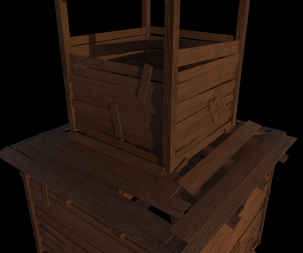 Artstation - 3d Model Of Wooden Temple In Low Poly 