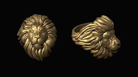 Lion Head Ring 3D print model