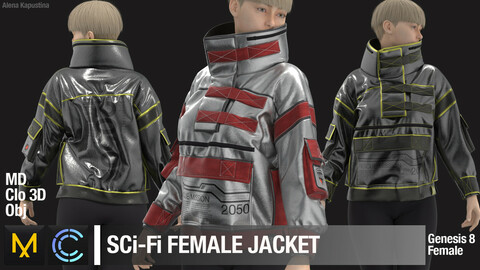 Sci-Fi Female Jacket / Marvelous Designer / Clo 3D project + obj