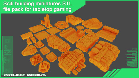 3D Printable Scifi Structures for Tabletop Gaming Vol 1 (STLs)