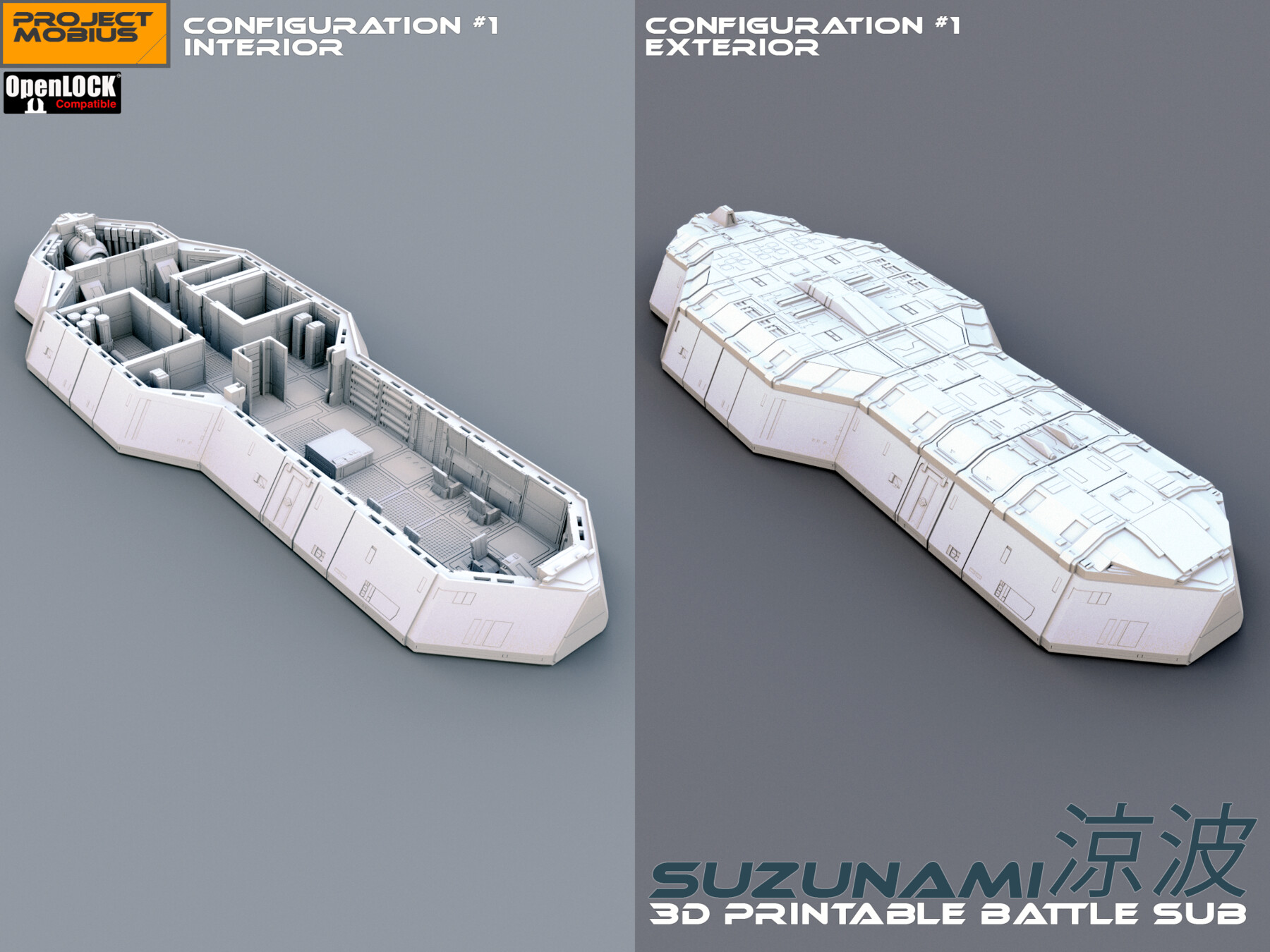 ArtStation - 3D Printable OpenLOCK Compatible Tiles - Battle Submarine ...