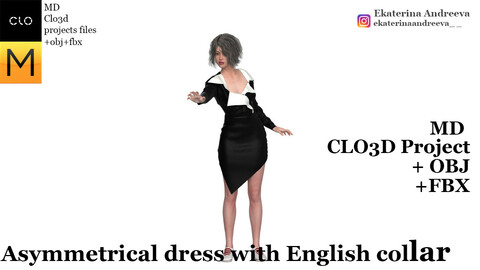 Asymmetrical dress with English collar