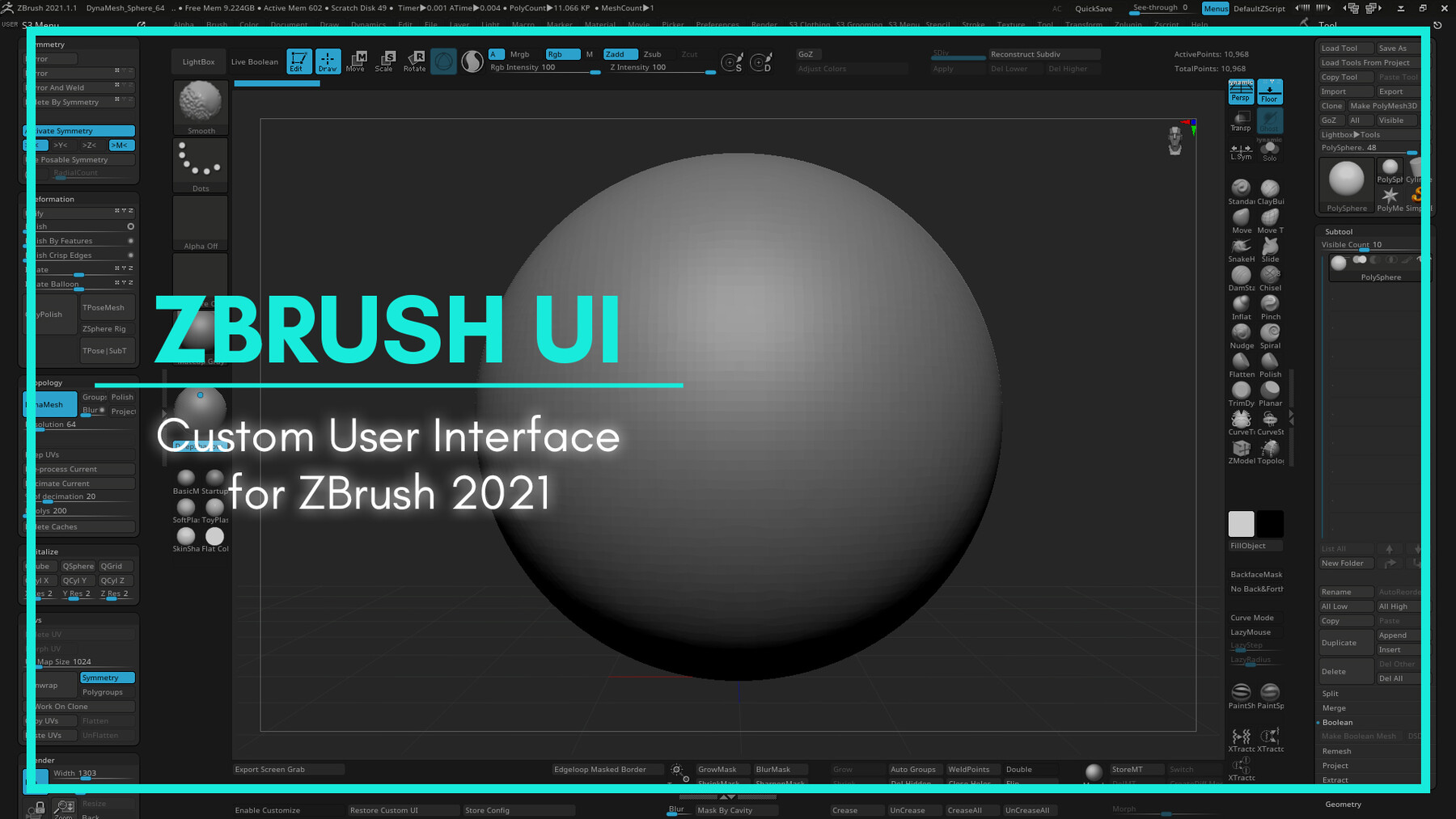 save user interface zbrush
