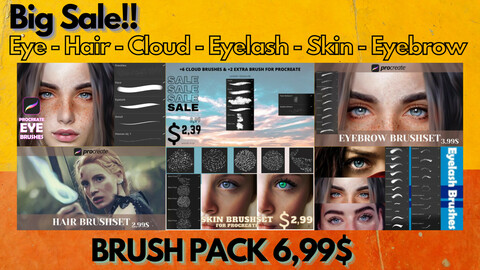 Big Sale!! Eye - Hair - Cloud - Eyelash - Skin - Eyebrow BRUSH PACK 6,99$ And 5 Variants