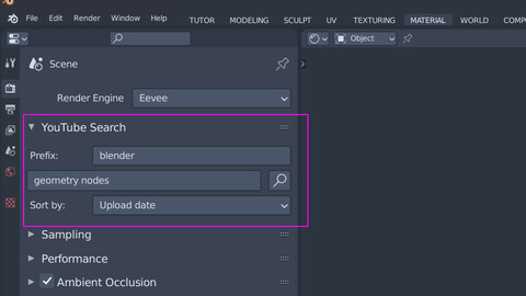 Blender addon Youtube Search
