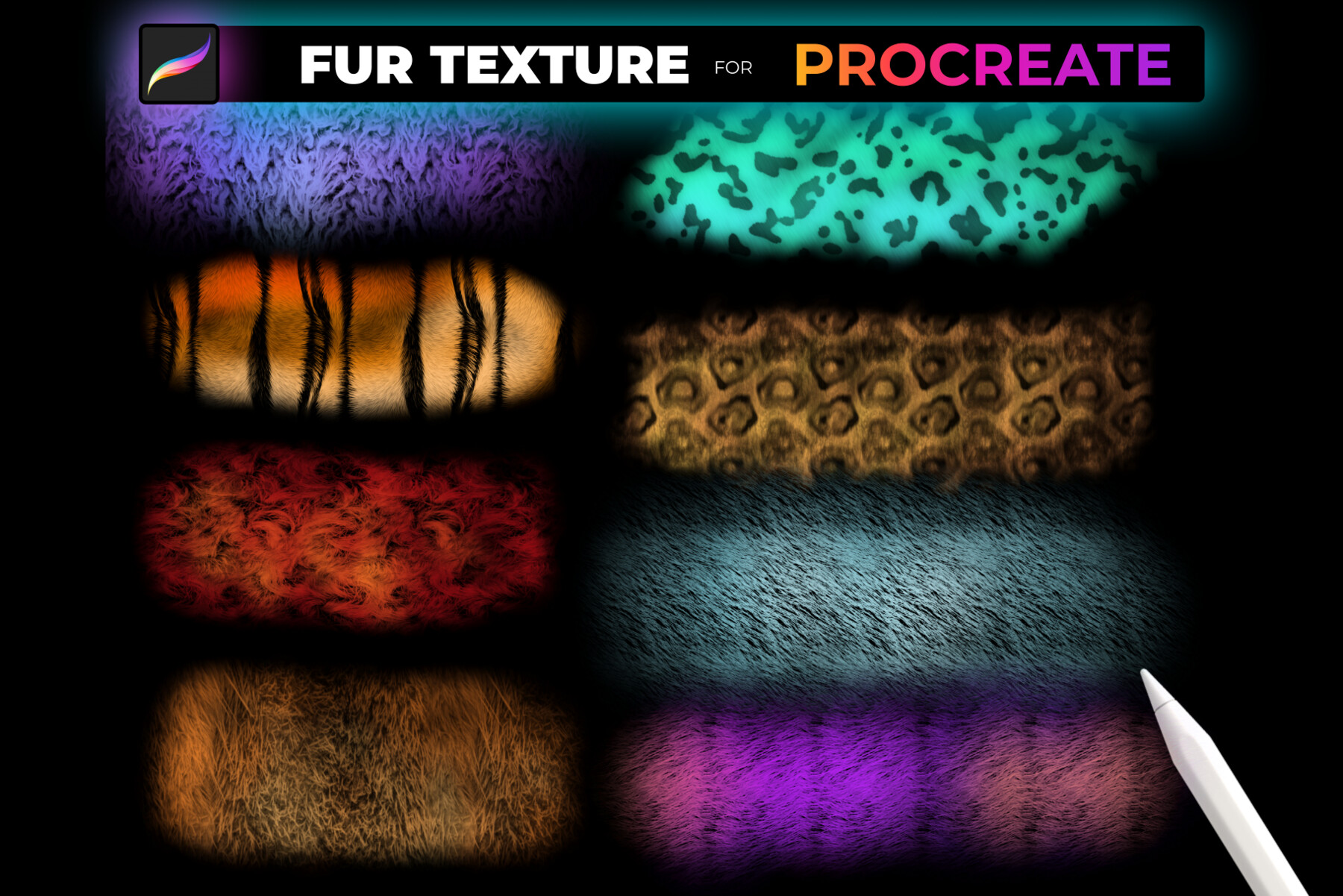 ArtStation - FUR TEXTURE Brushes for PROCREATE, fur, wool, hair, skin