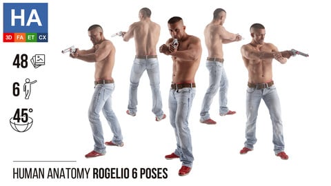 Human Anatomy | Rogelio 6 Fighting Poses #1 | 48 Photos