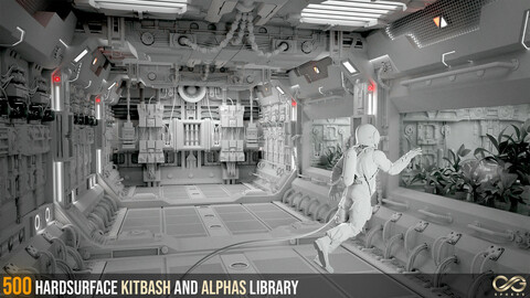 500 Hardsurface Kitbash And Alphas Library