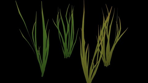 Cartoon Grass Animated Dry and Fresh Low-poly 3D model