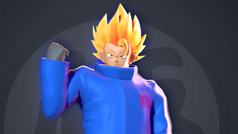 Goku in a blue jacket