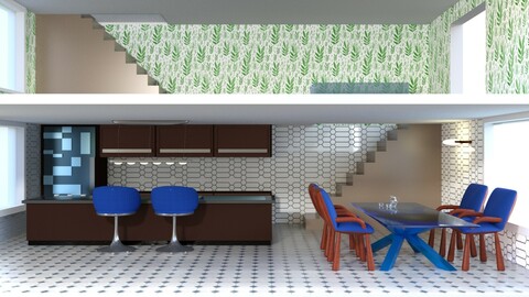 Kitchen and Diningroom for Dollhouse 1 for DAZ Studio