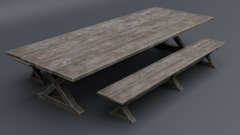 Medieval Table with Bench 2