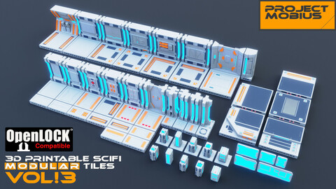 3D Printable SciFi OpenLOCK Compatible Tiles for Gaming Vol3 (STLs)