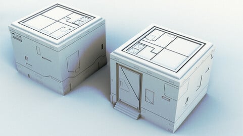 3D Printable Scifi Storage Building