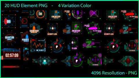 20 Decals HUD Element PNG    -     4 Variation Color