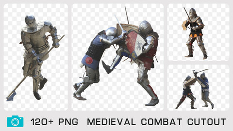 MEDIEVAL COMBAT CUTOUT - Photo reference pack - 120+ PNG