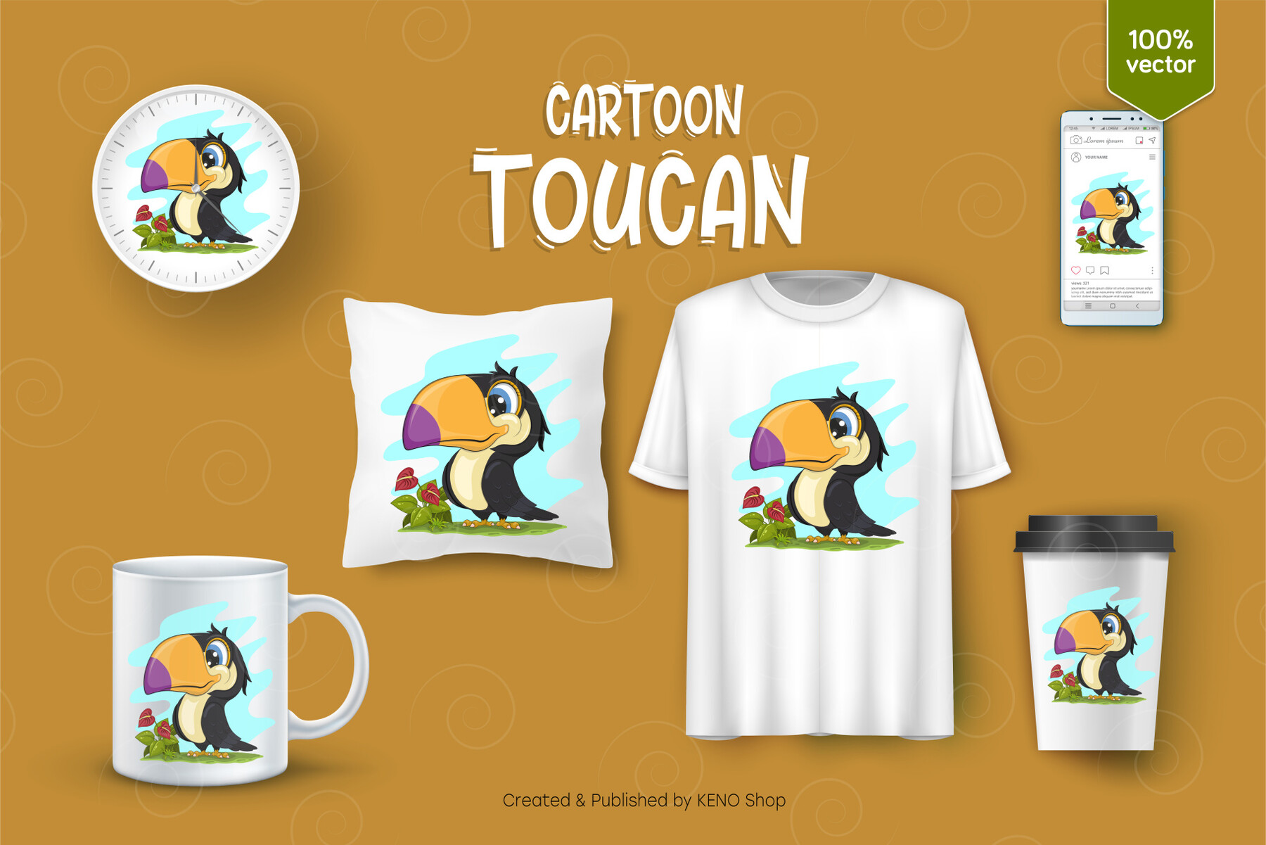  Toucan Bird Cartoon T-Shirt: Clothing, Shoes & Jewelry