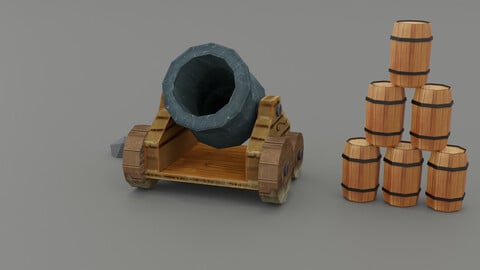 CANNON LOW-POLY HAND-PAINTED