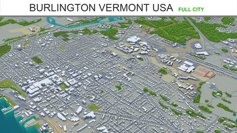 Burlington city Vermont USA 3d model 30km